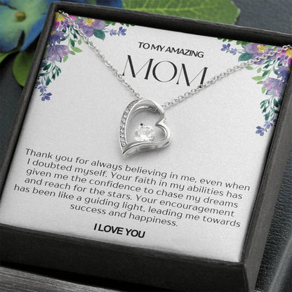 To My Amazing Mom Heart Necklace