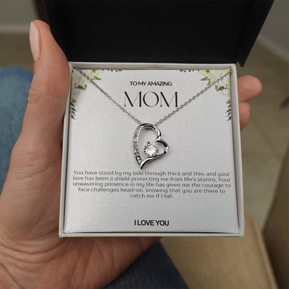 To My Amazing Mom Heart Necklace