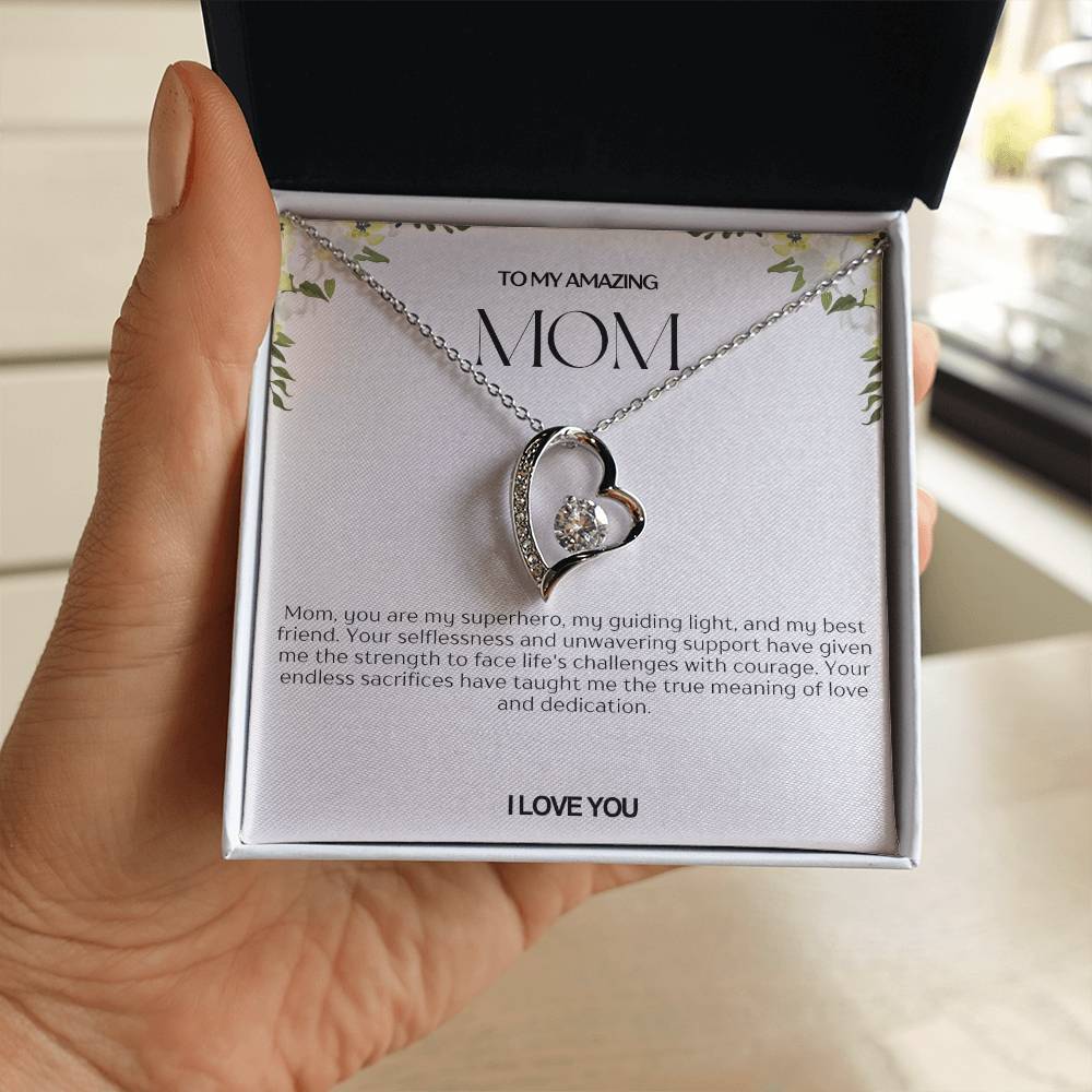 To My Amazing Mom Heart Necklace