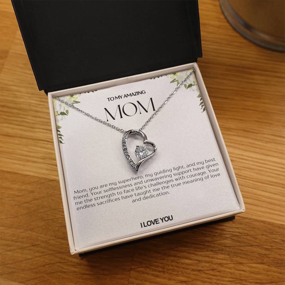 To My Amazing Mom Heart Necklace