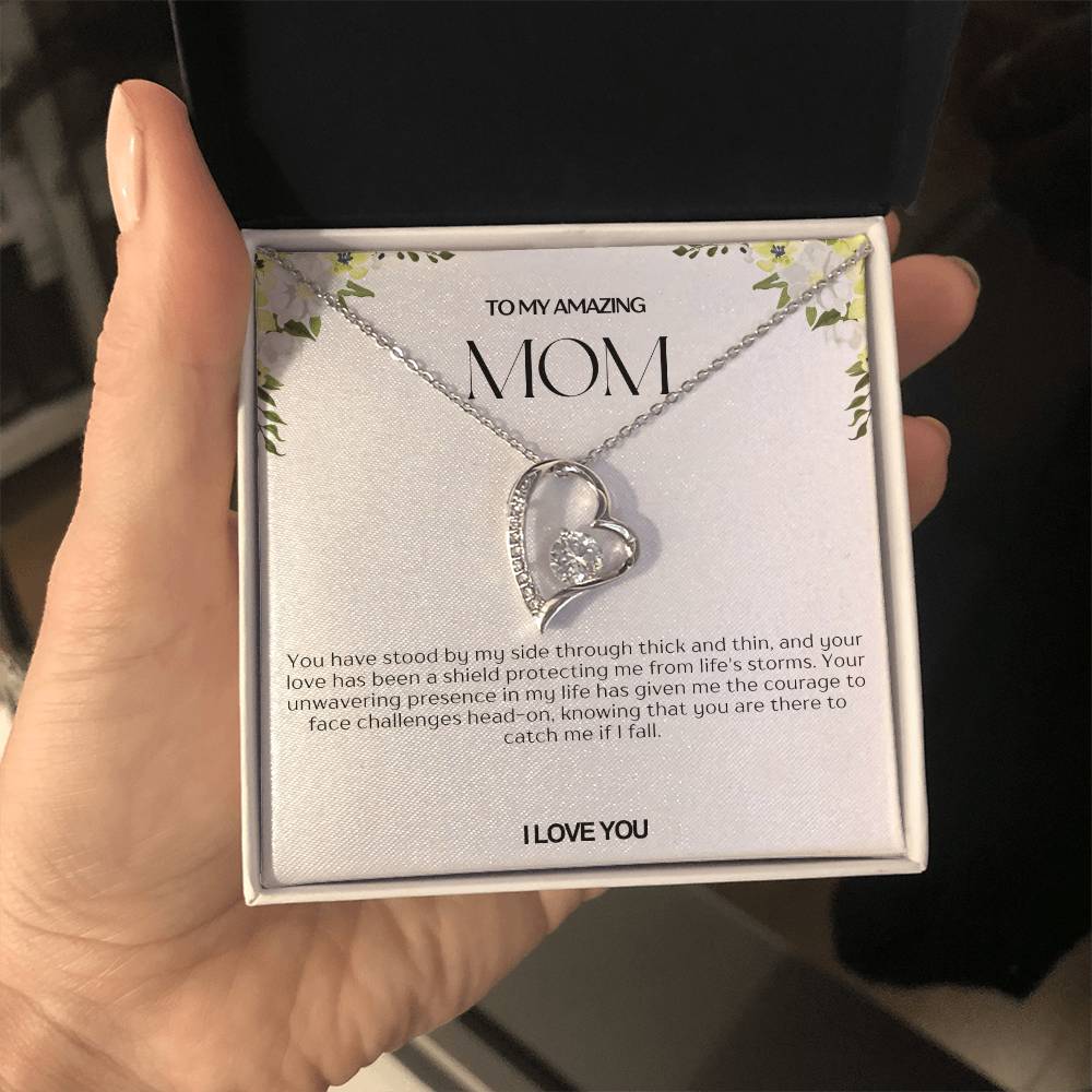 To My Amazing Mom Heart Necklace