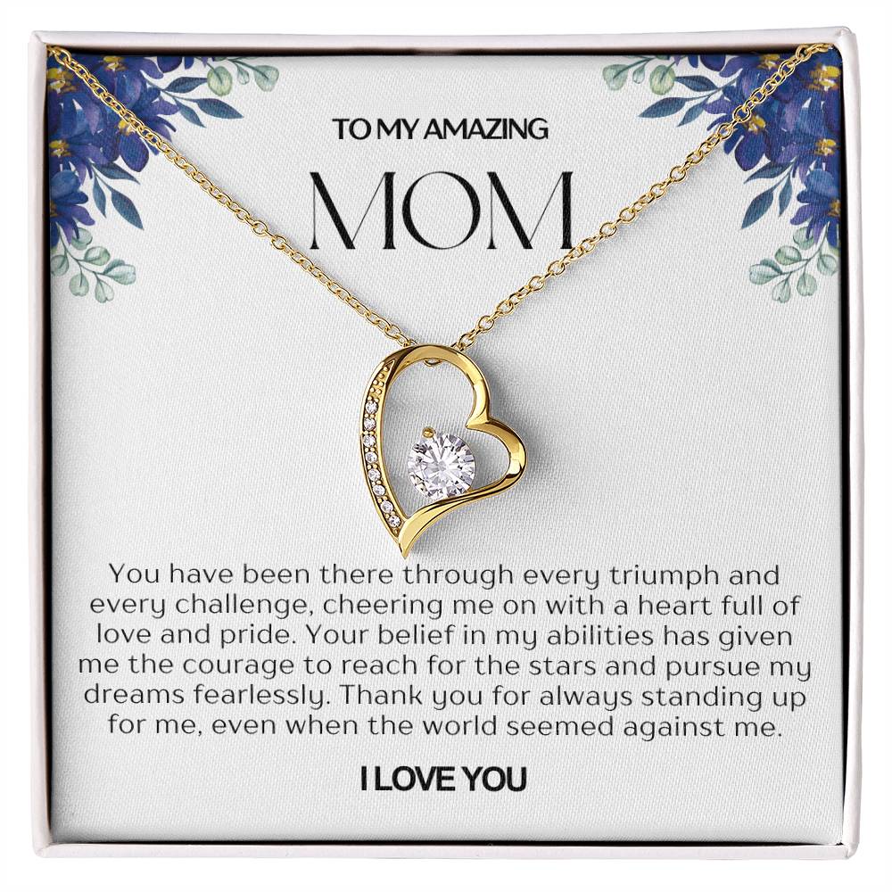 To My Amazing Mom Heart Necklace