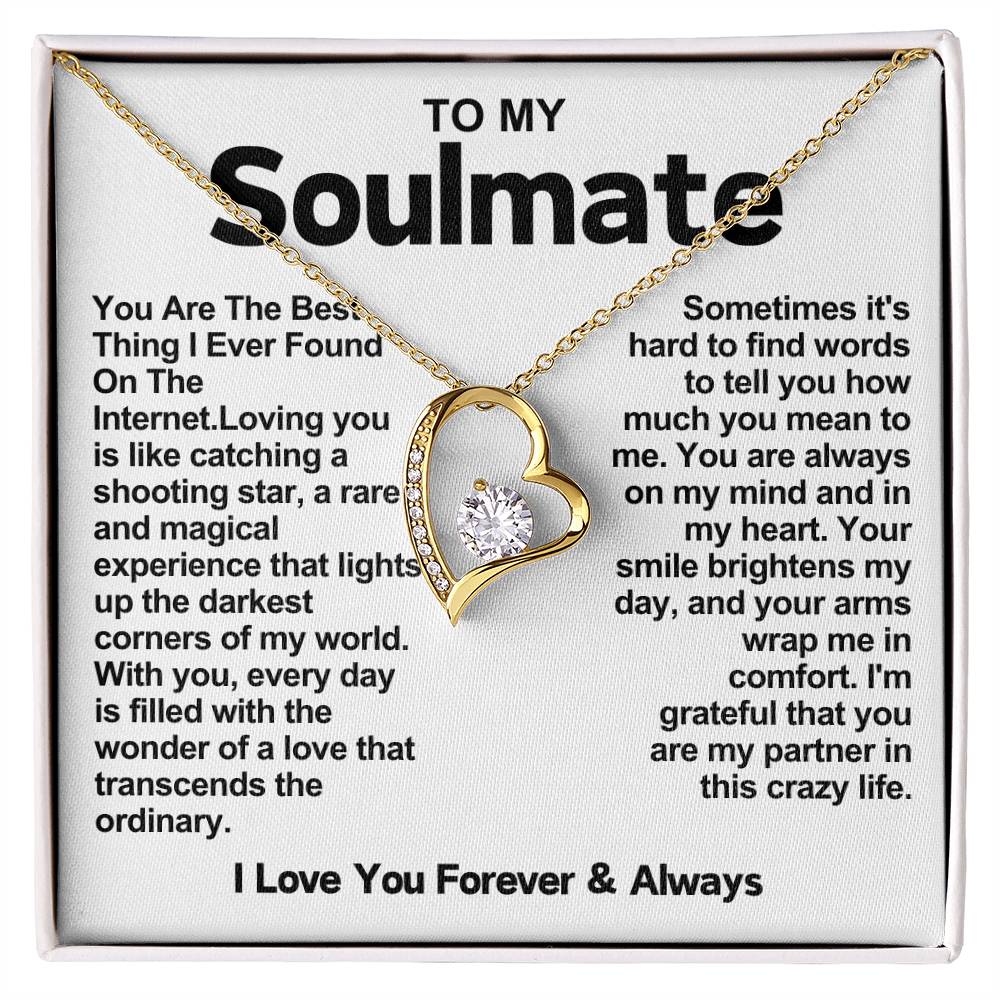 Soulmate Beautiful Heart Necklace- You Are The Best Thing I Ever Found On The Internet