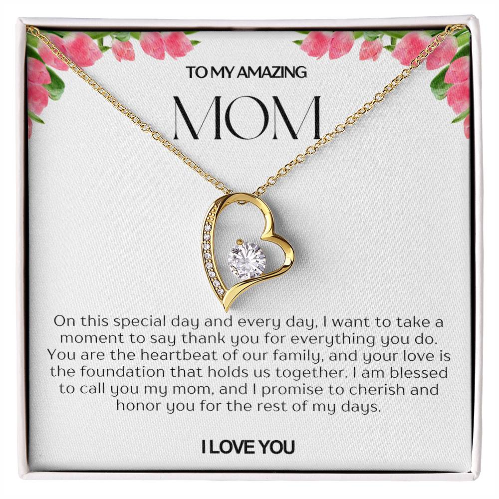 To My Amazing Mom Heart Necklace