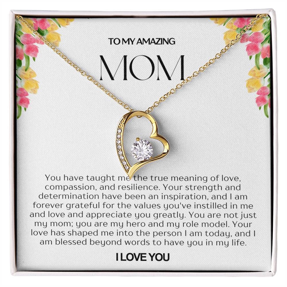 To My Amazing Mom Heart Necklace