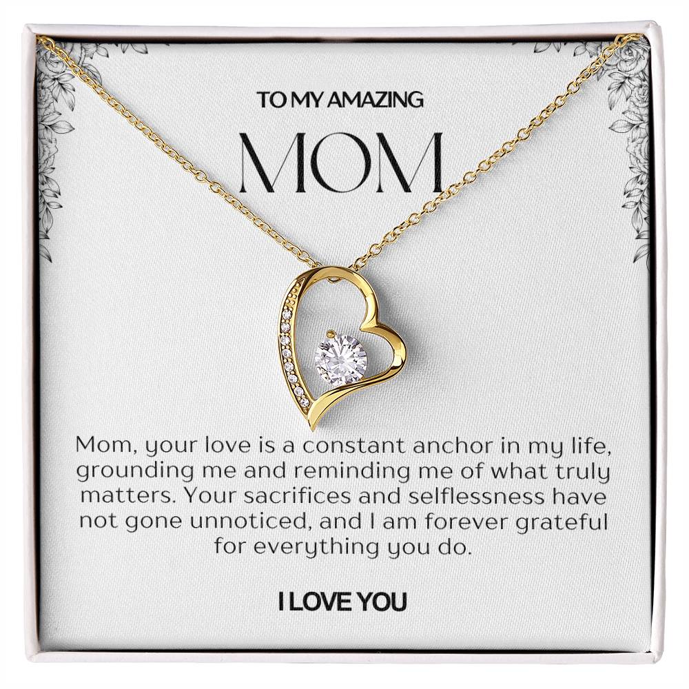 To My Amazing Mom Heart Necklace