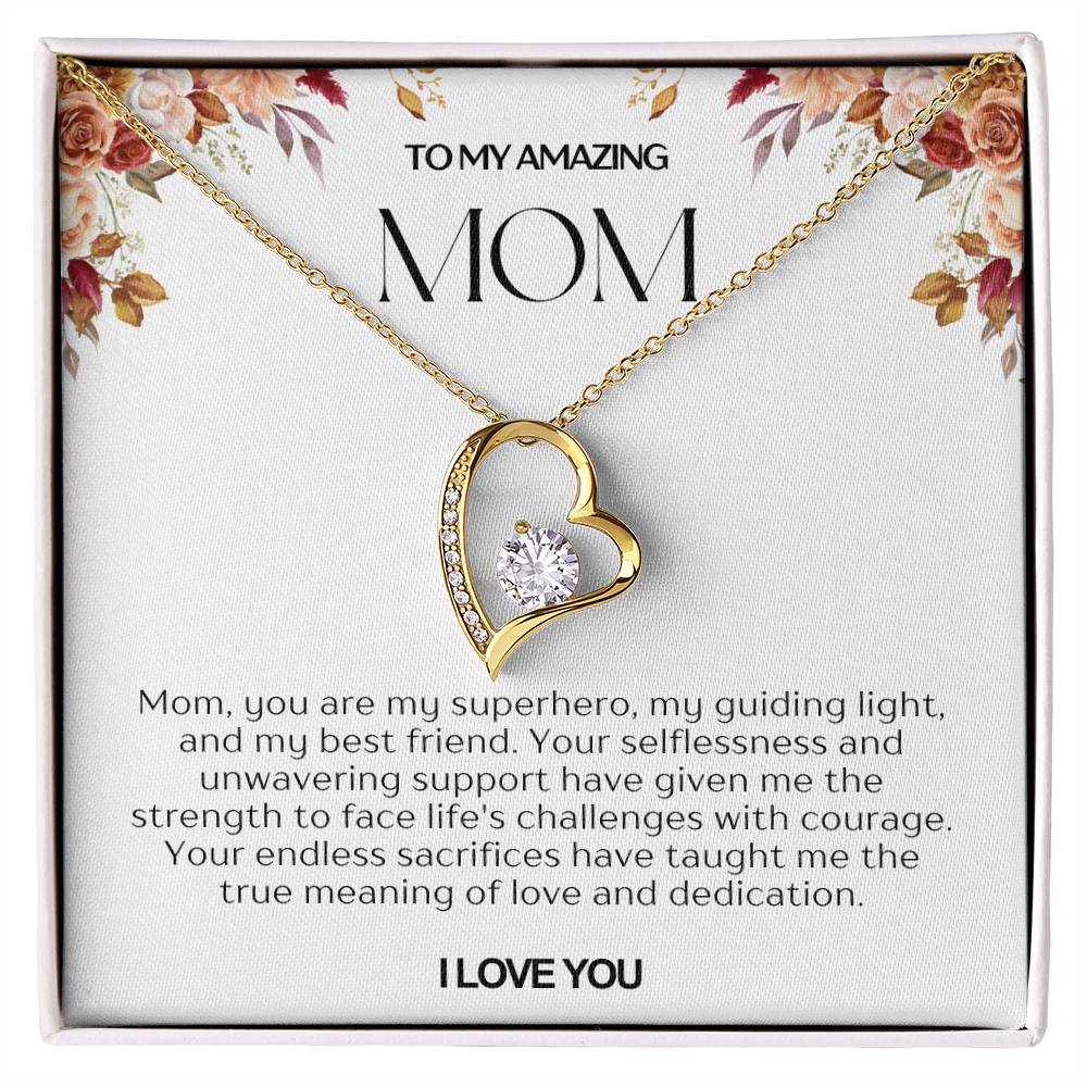 To My Amazing Mom Heart Necklace