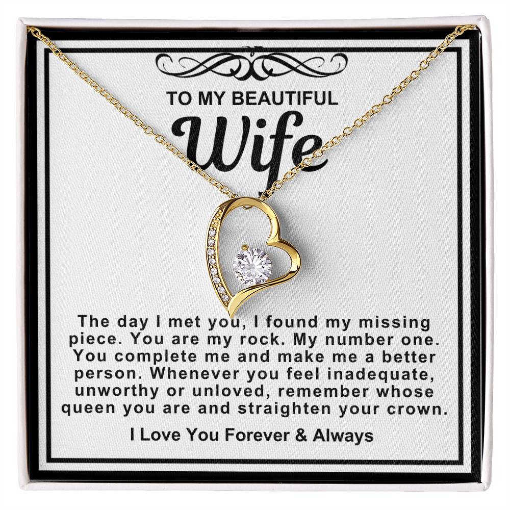 To My Beautiful Wife Heart Necklace-You are my number one