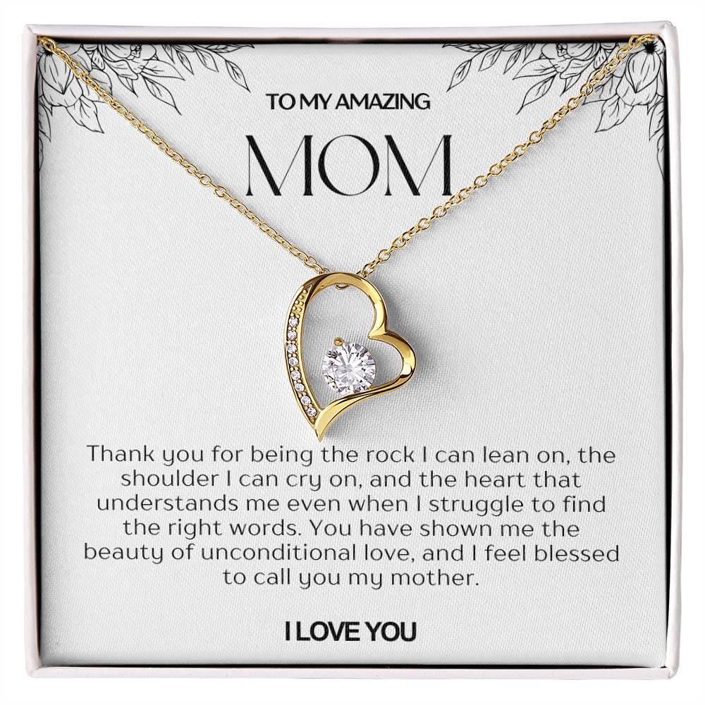 To My Amazing Mom Heart Necklace