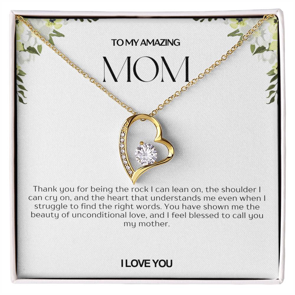 To My Amazing Mom Heart Necklace