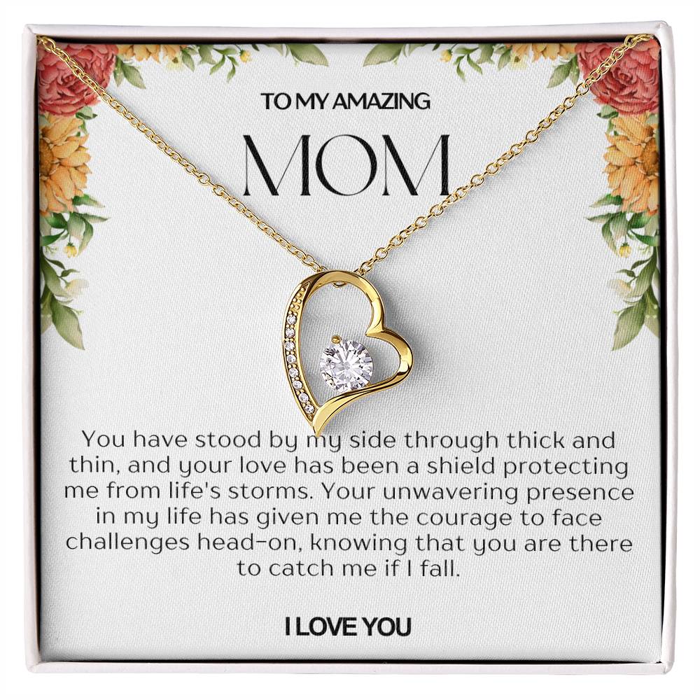 To My Amazing Mom Heart Necklace