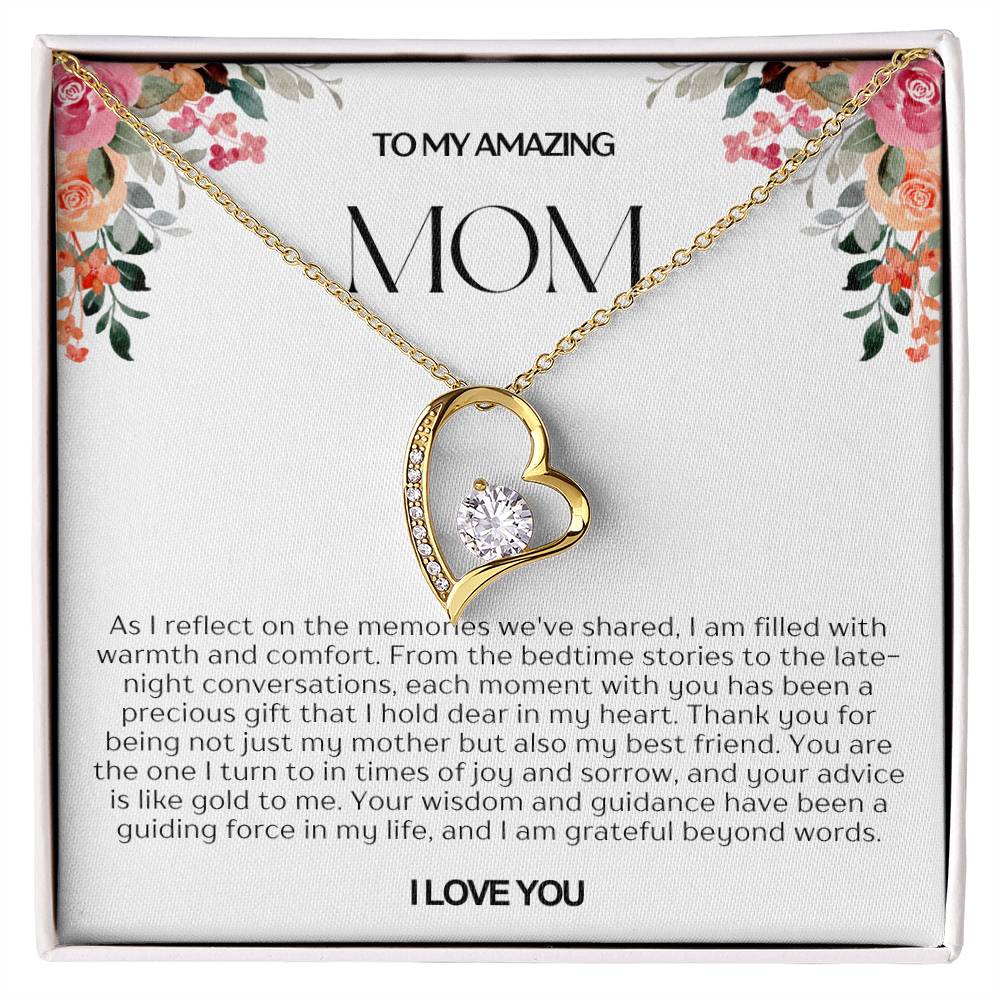 To My Amazing Mom Heart Necklace