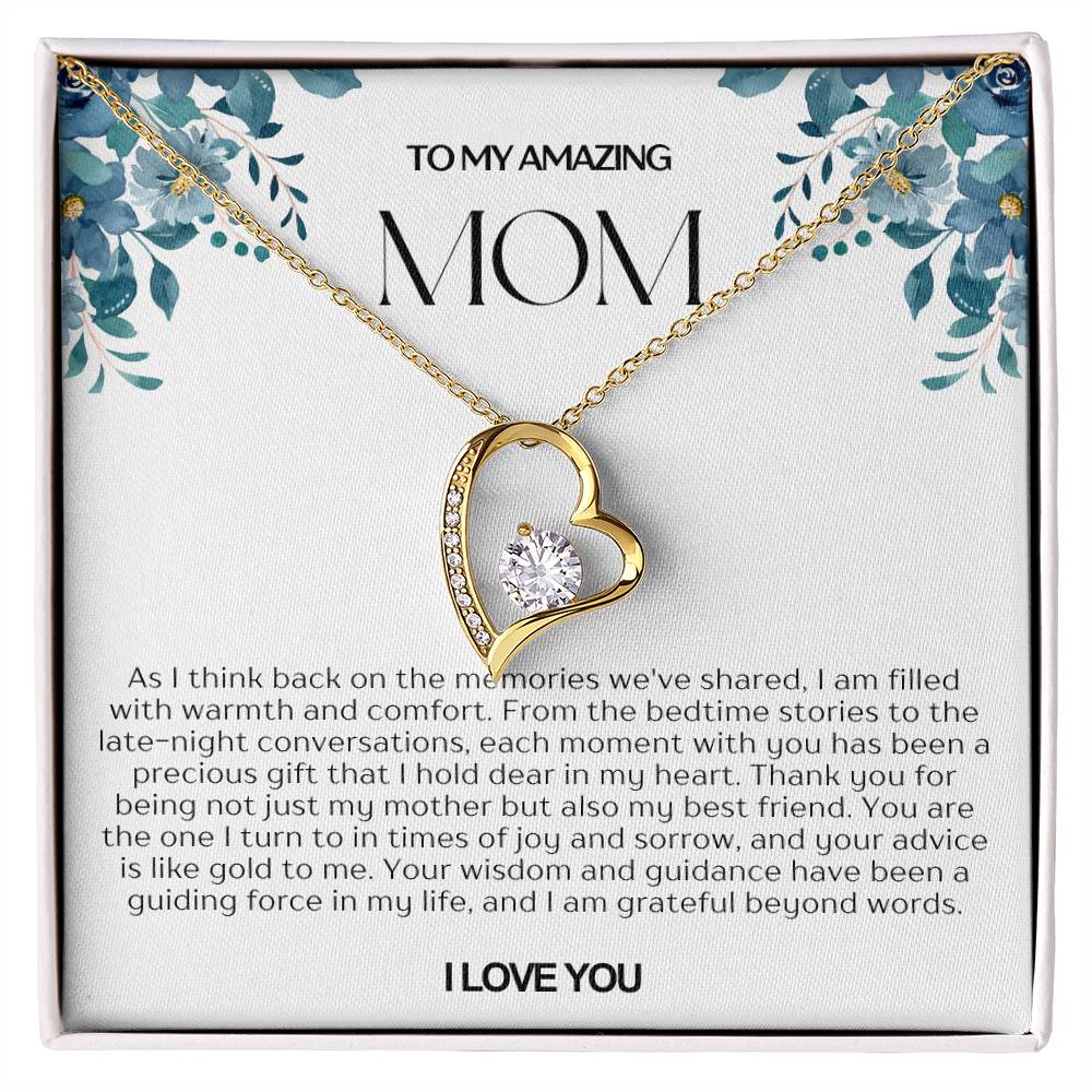 To My Amazing Mom Heart Necklace