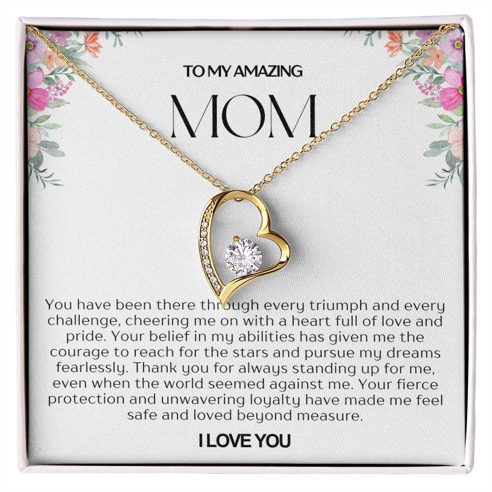 To My Amazing Mom Heart Necklace