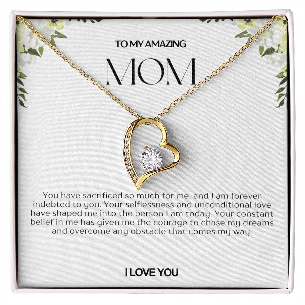 To My Amazing Mom Heart Necklace