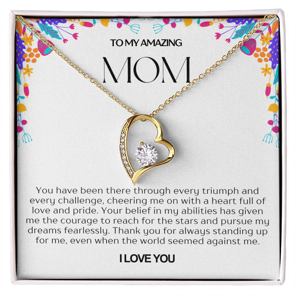 To My Amazing Mom Heart Necklace