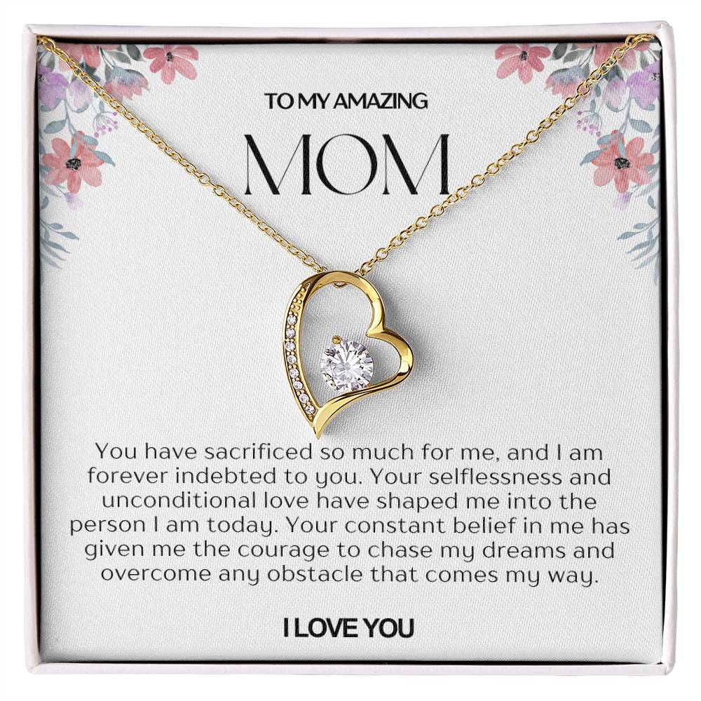 To My Amazing Mom Heart Necklace