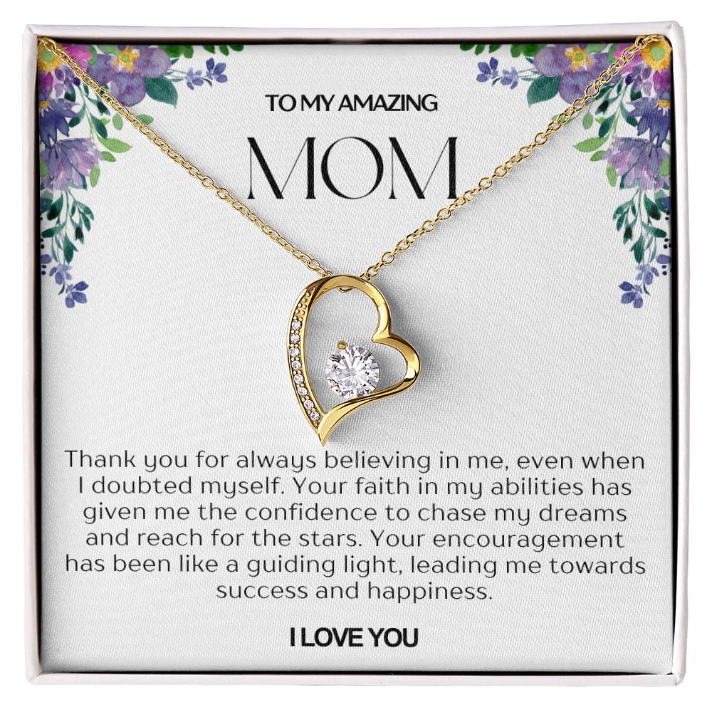 To My Amazing Mom Heart Necklace