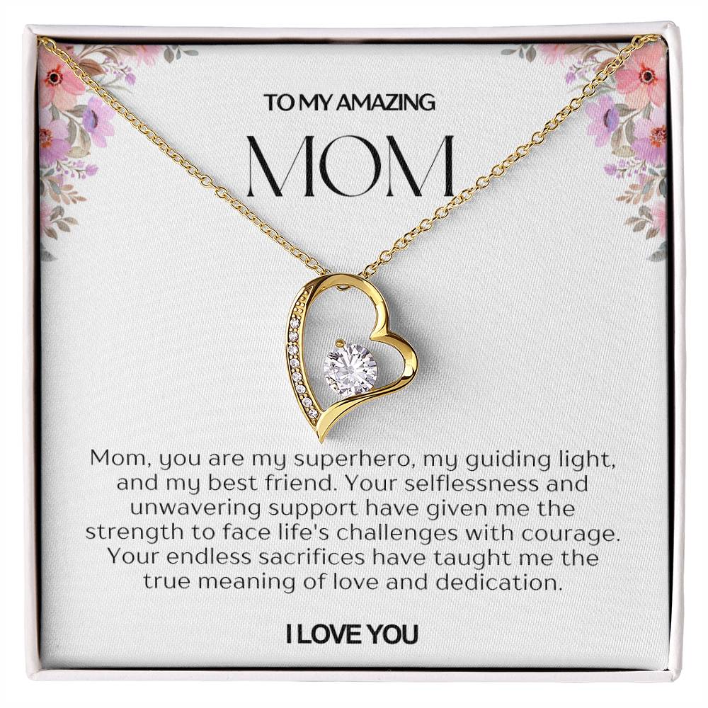 To My Amazing Mom Heart Necklace