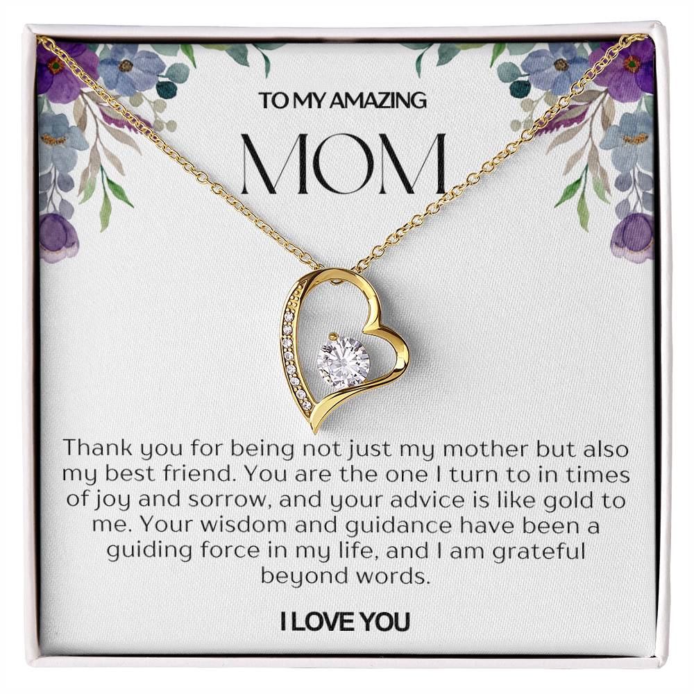 To My Amazing Mom Heart Necklace