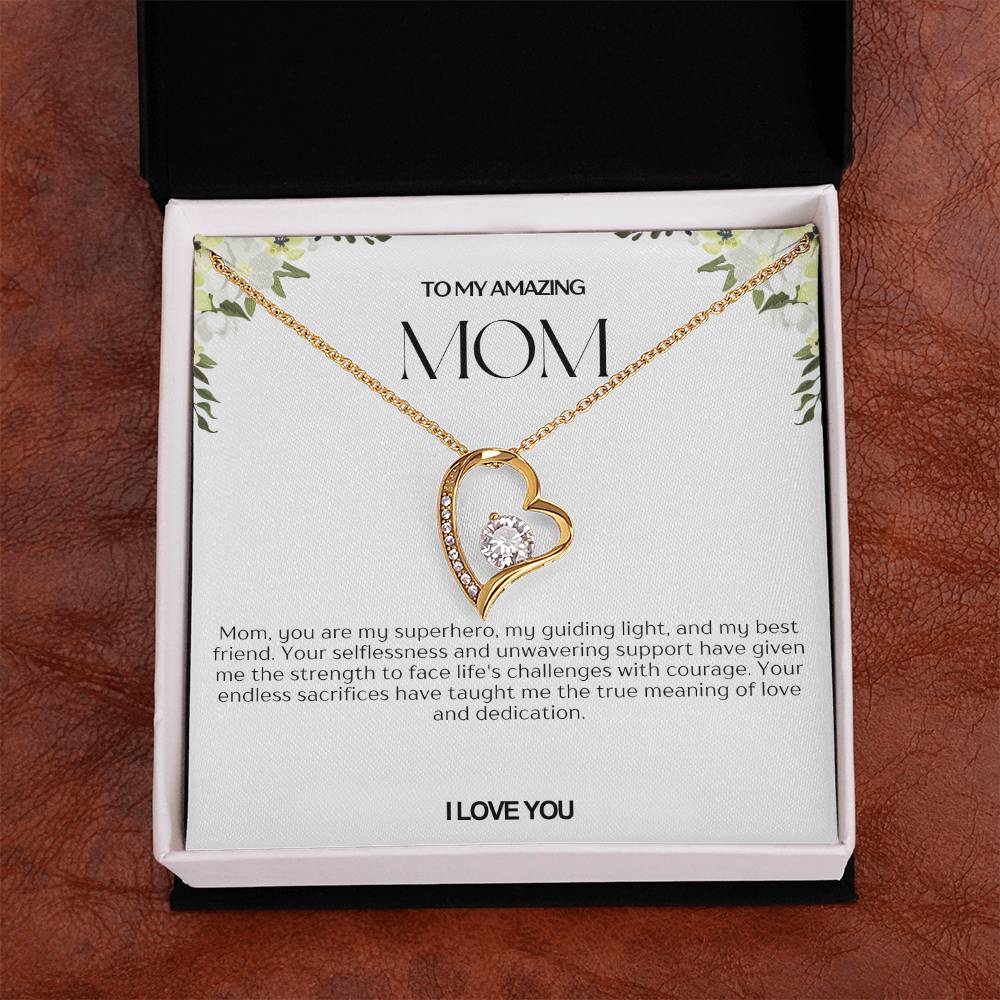 To My Amazing Mom Heart Necklace