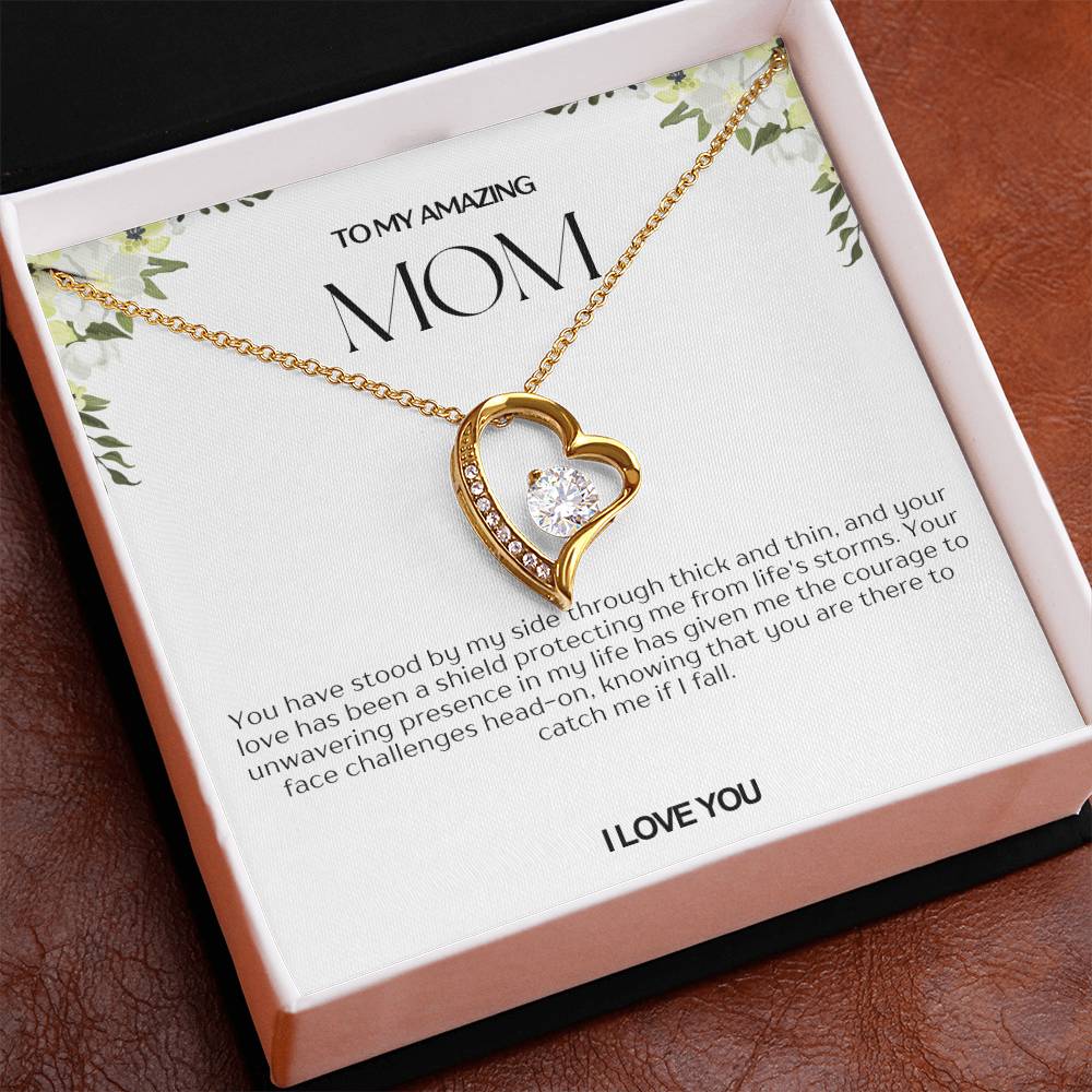 To My Amazing Mom Heart Necklace