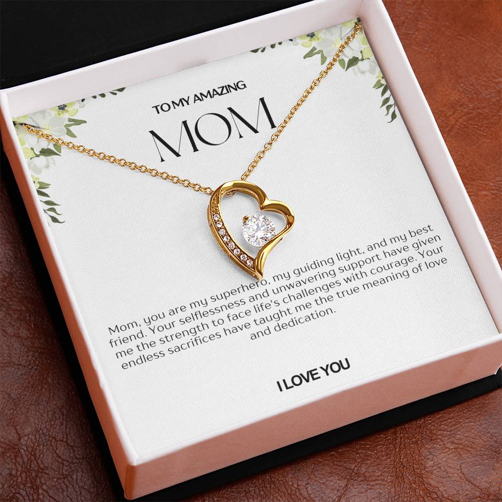 To My Amazing Mom Heart Necklace