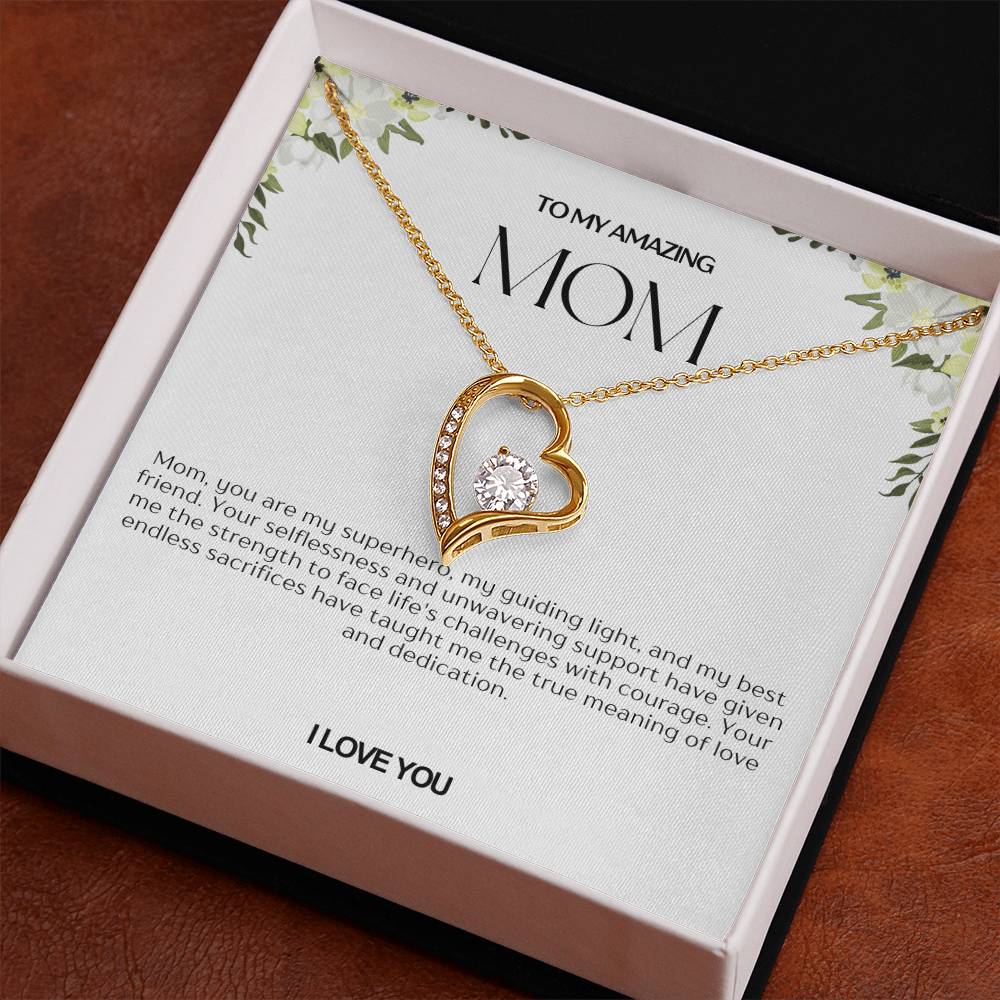 To My Amazing Mom Heart Necklace