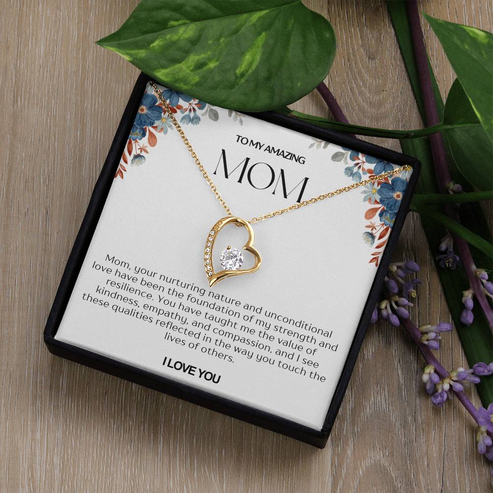 To My Amazing Mom Heart Necklace