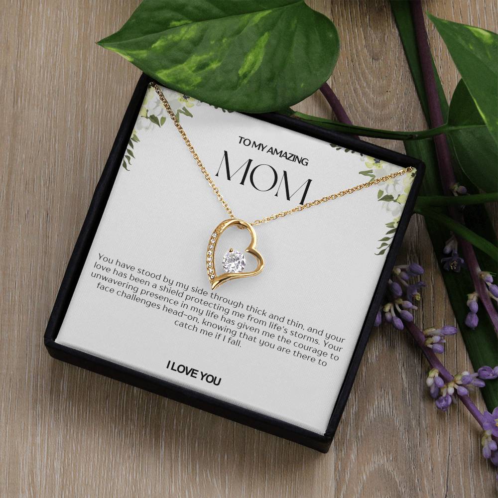 To My Amazing Mom Heart Necklace