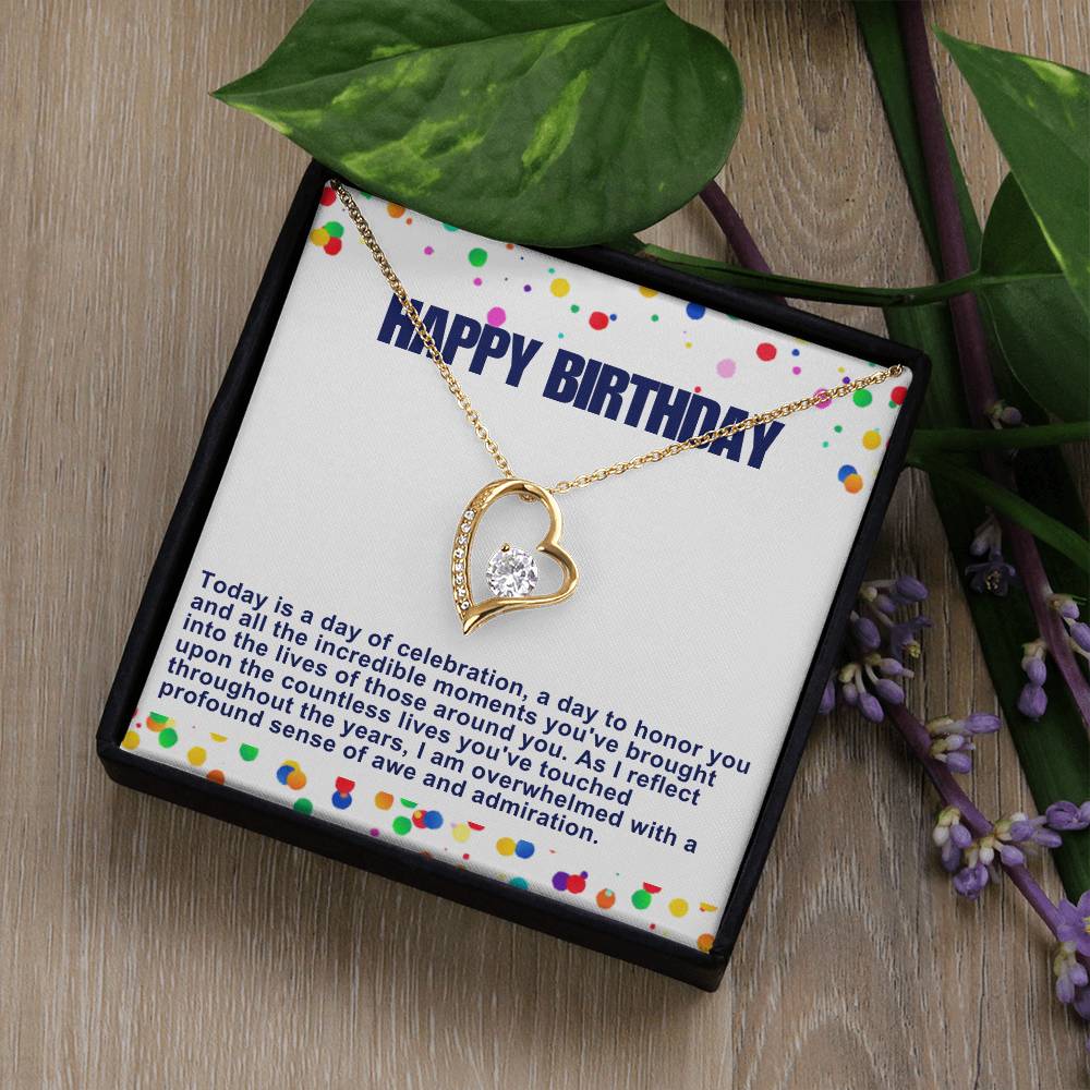 Happy Birthday Forever Love Heart Necklace