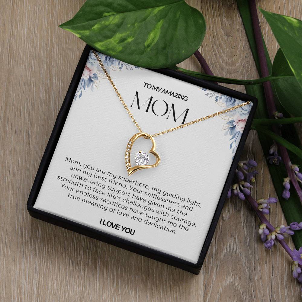 To My Amazing Mom Heart Necklace