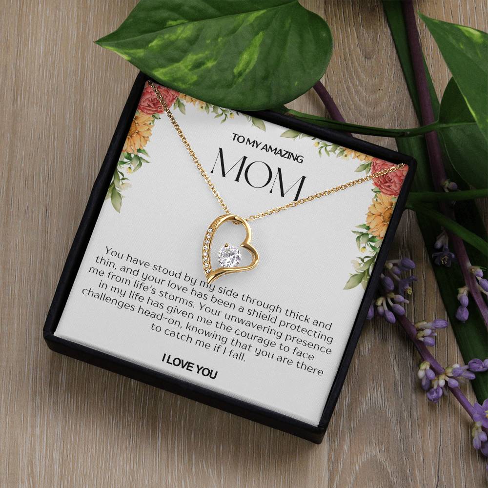 To My Amazing Mom Heart Necklace