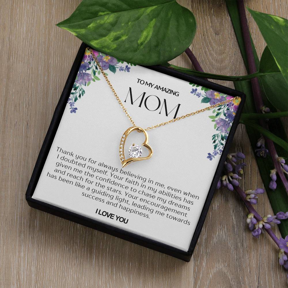 To My Amazing Mom Heart Necklace