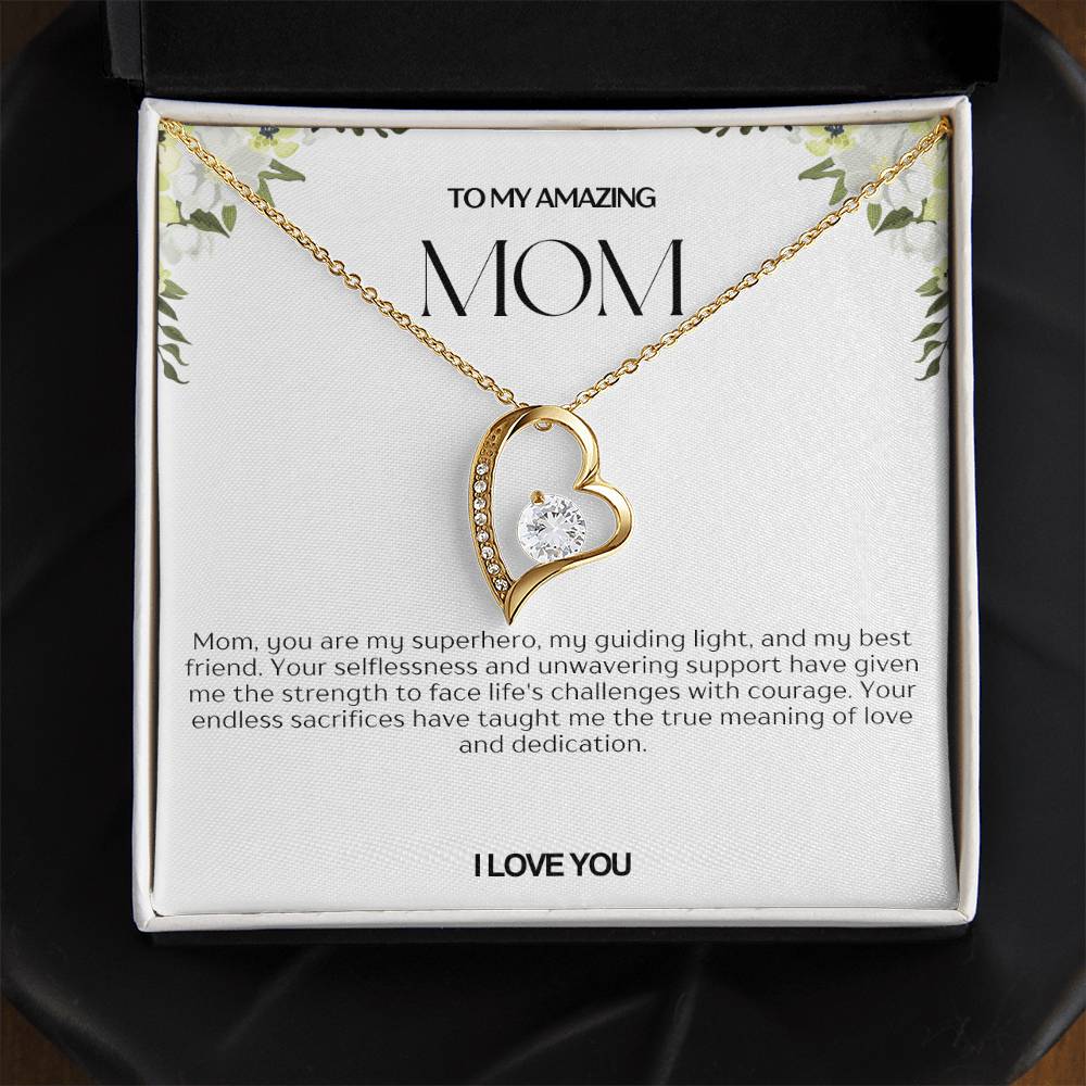 To My Amazing Mom Heart Necklace