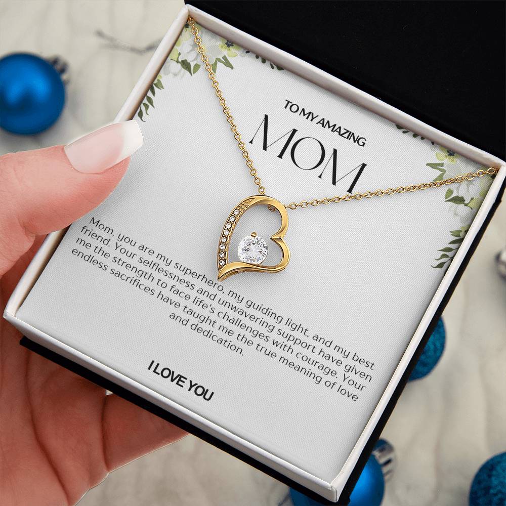 To My Amazing Mom Heart Necklace