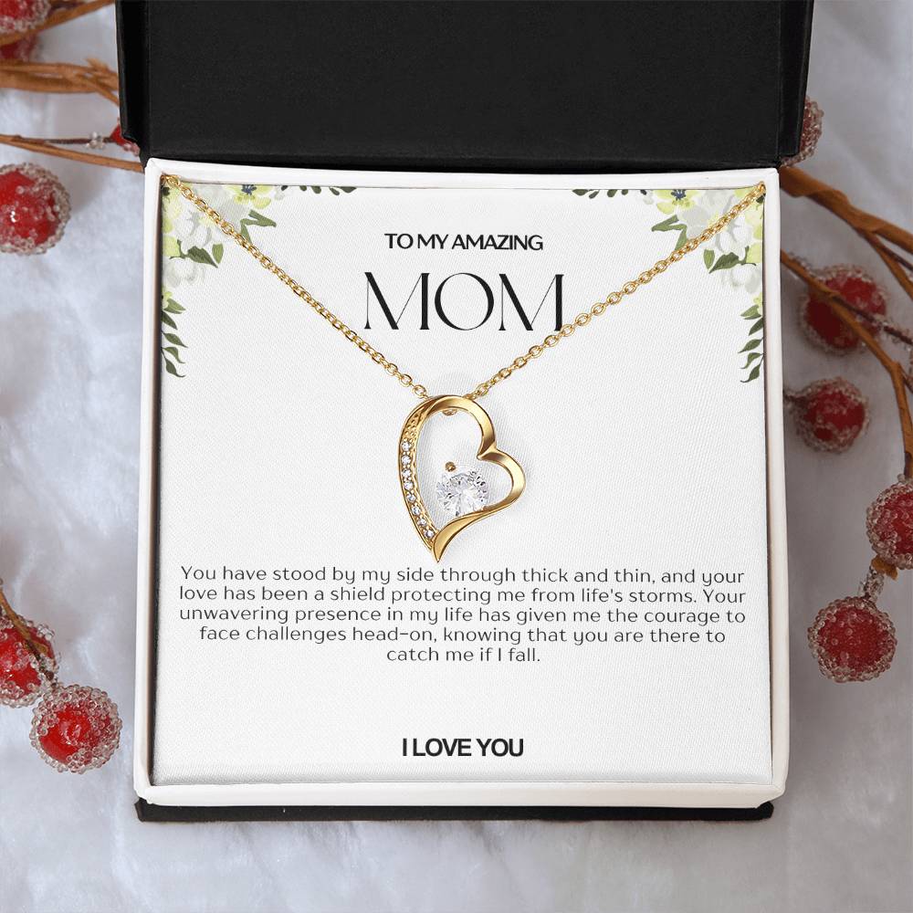 To My Amazing Mom Heart Necklace