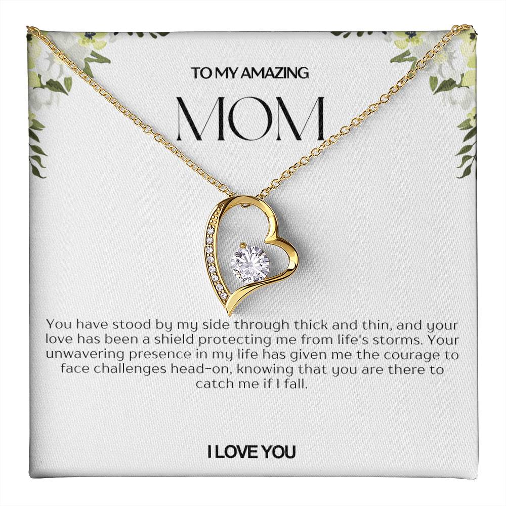 To My Amazing Mom Heart Necklace