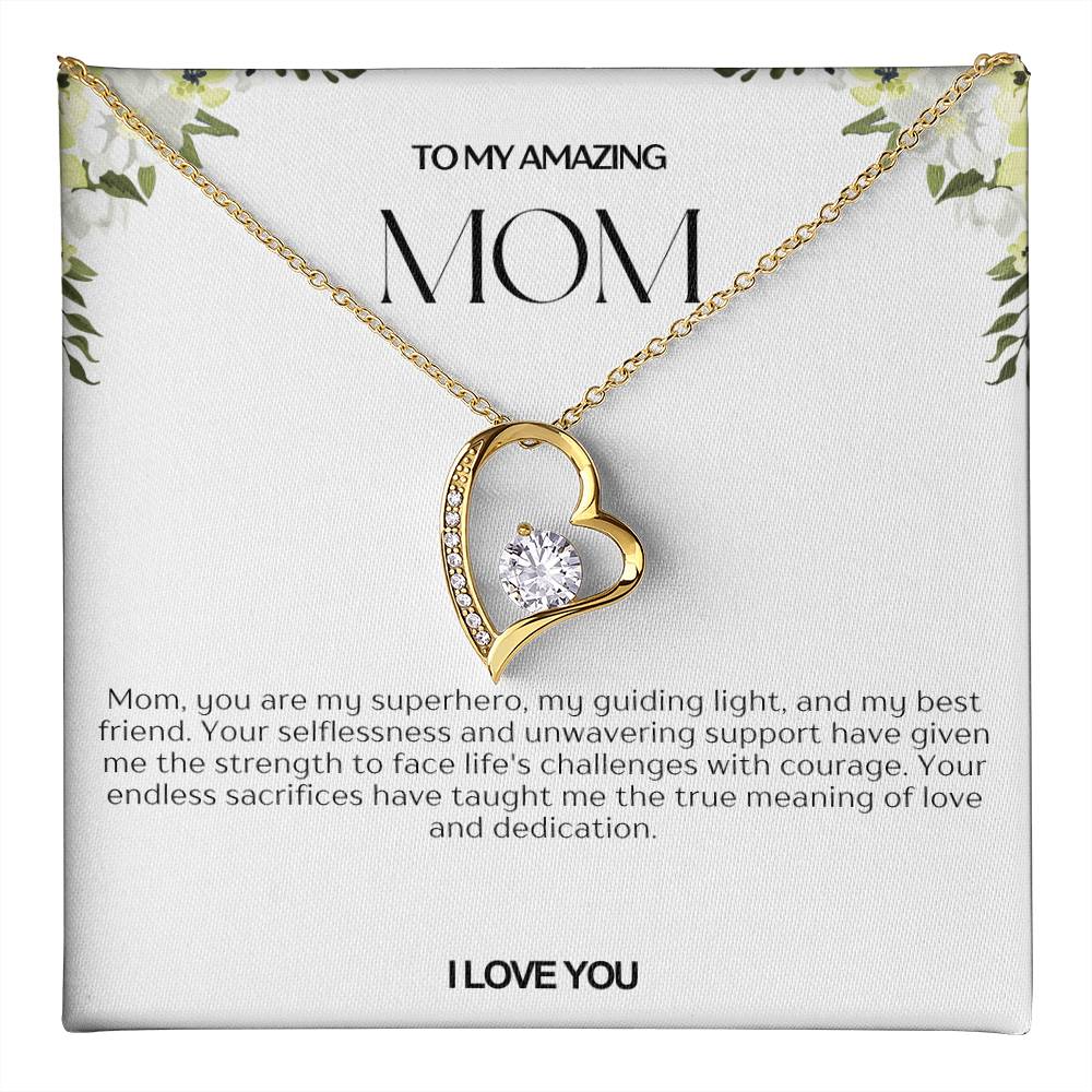 To My Amazing Mom Heart Necklace