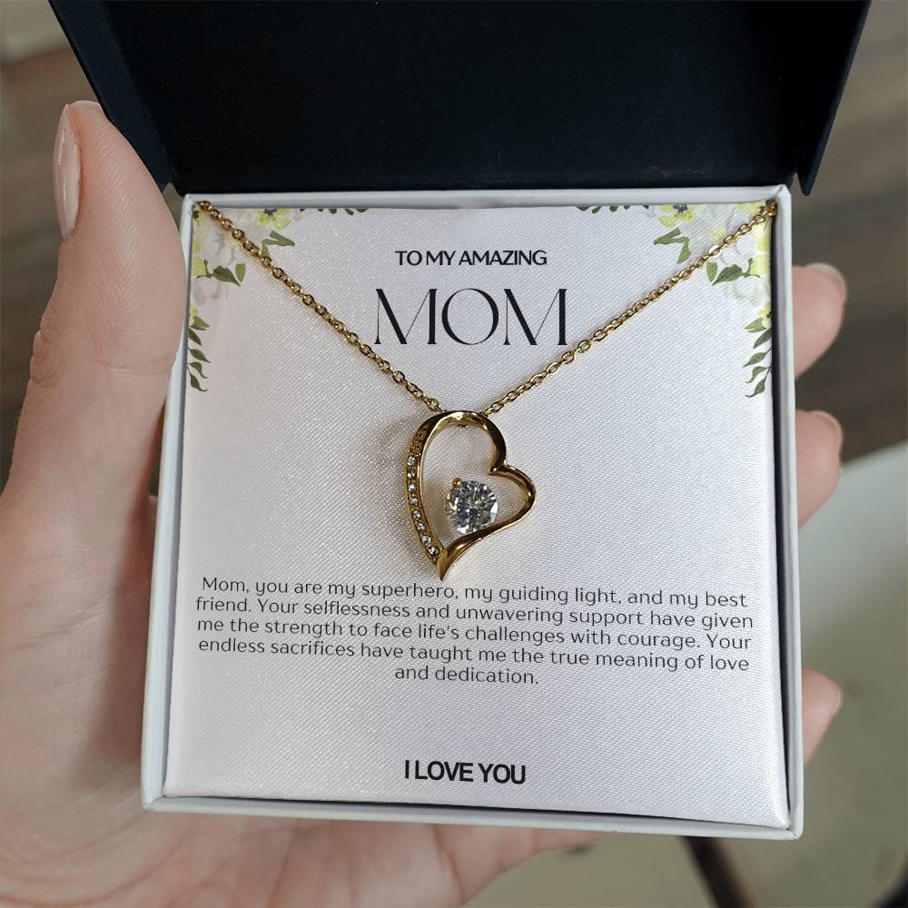 To My Amazing Mom Heart Necklace