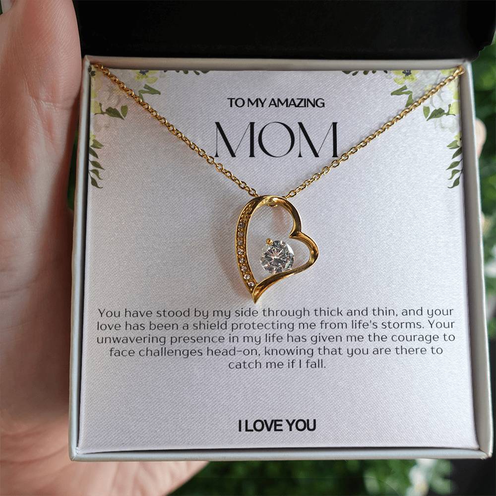 To My Amazing Mom Heart Necklace