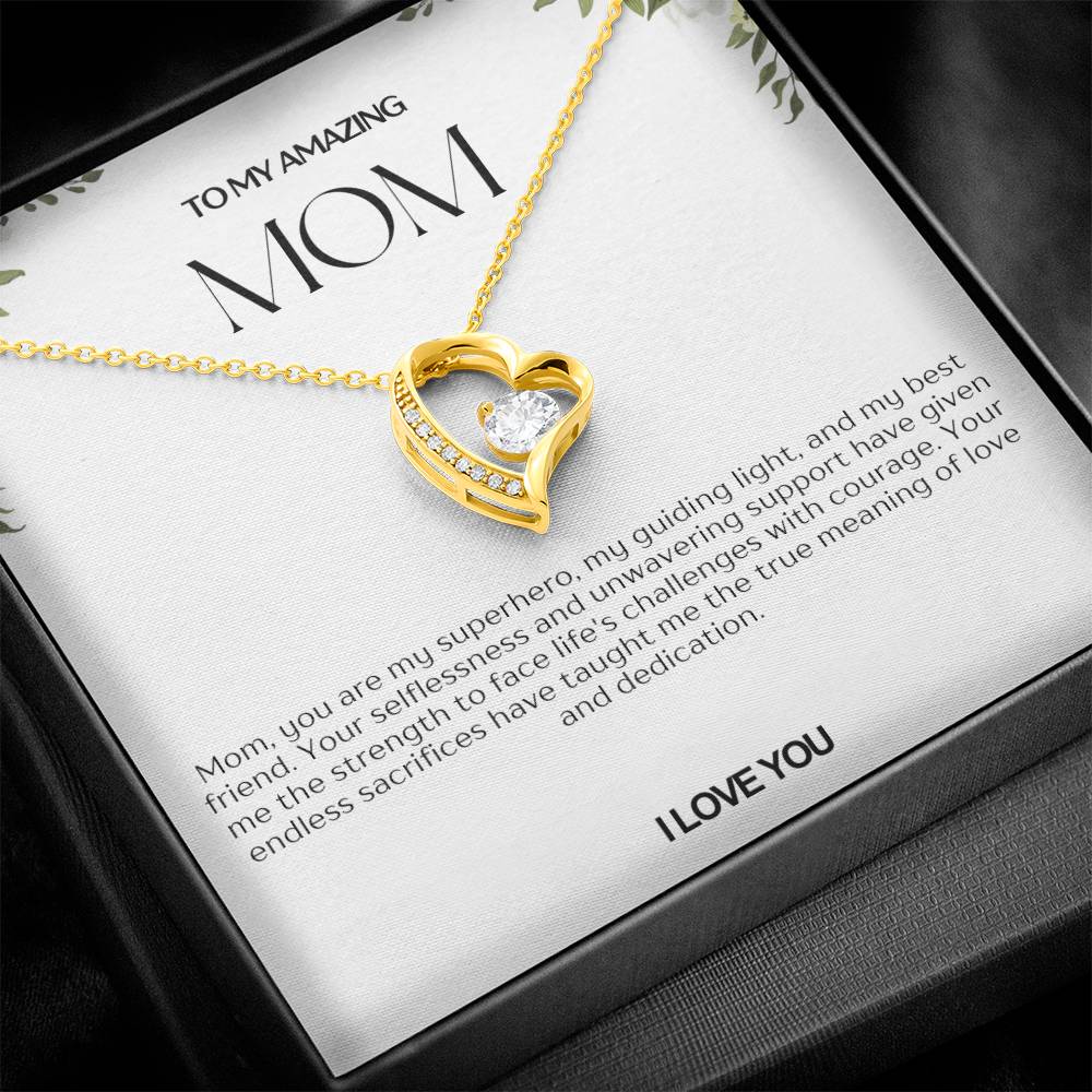 To My Amazing Mom Heart Necklace