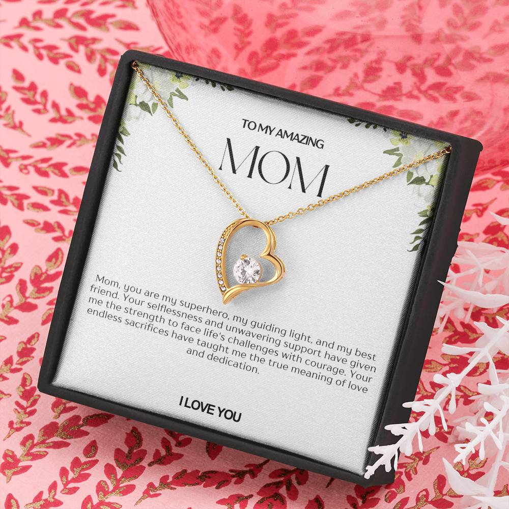 To My Amazing Mom Heart Necklace