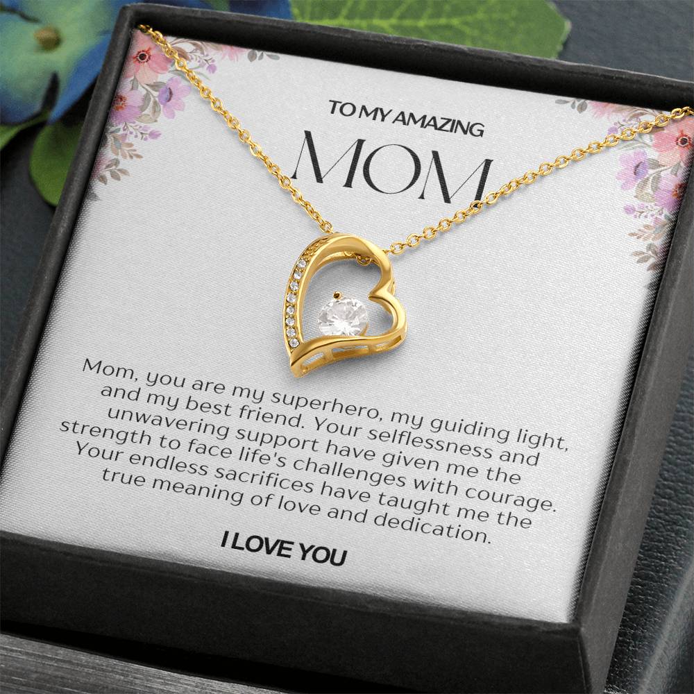 To My Amazing Mom Heart Necklace