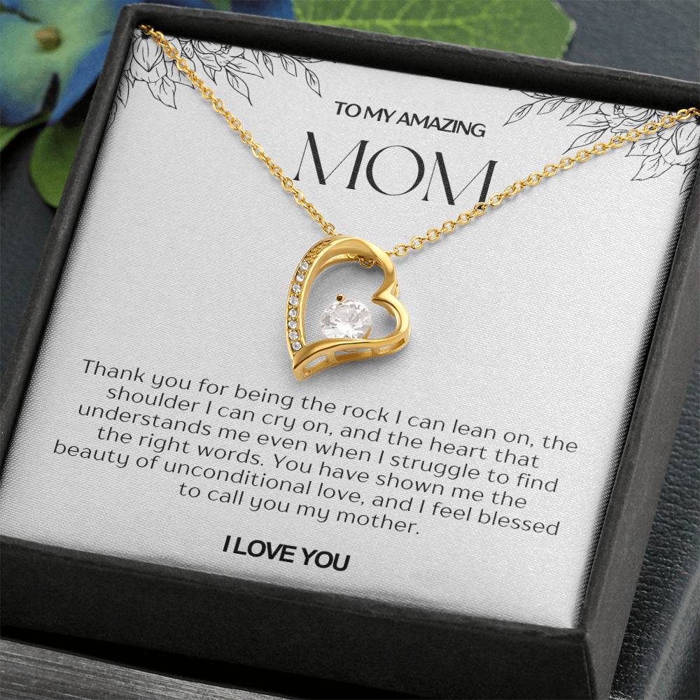 To My Amazing Mom Heart Necklace