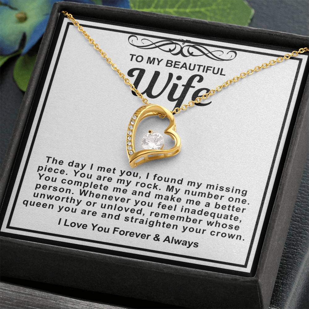 To My Beautiful Wife Heart Necklace-You are my number one