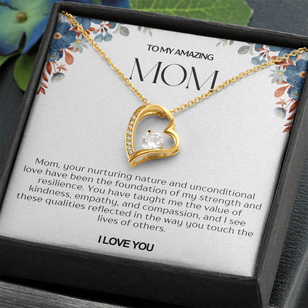 To My Amazing Mom Heart Necklace