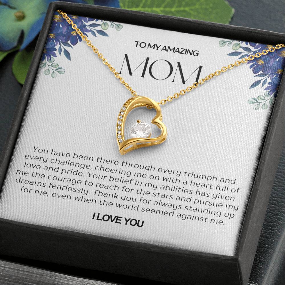 To My Amazing Mom Heart Necklace