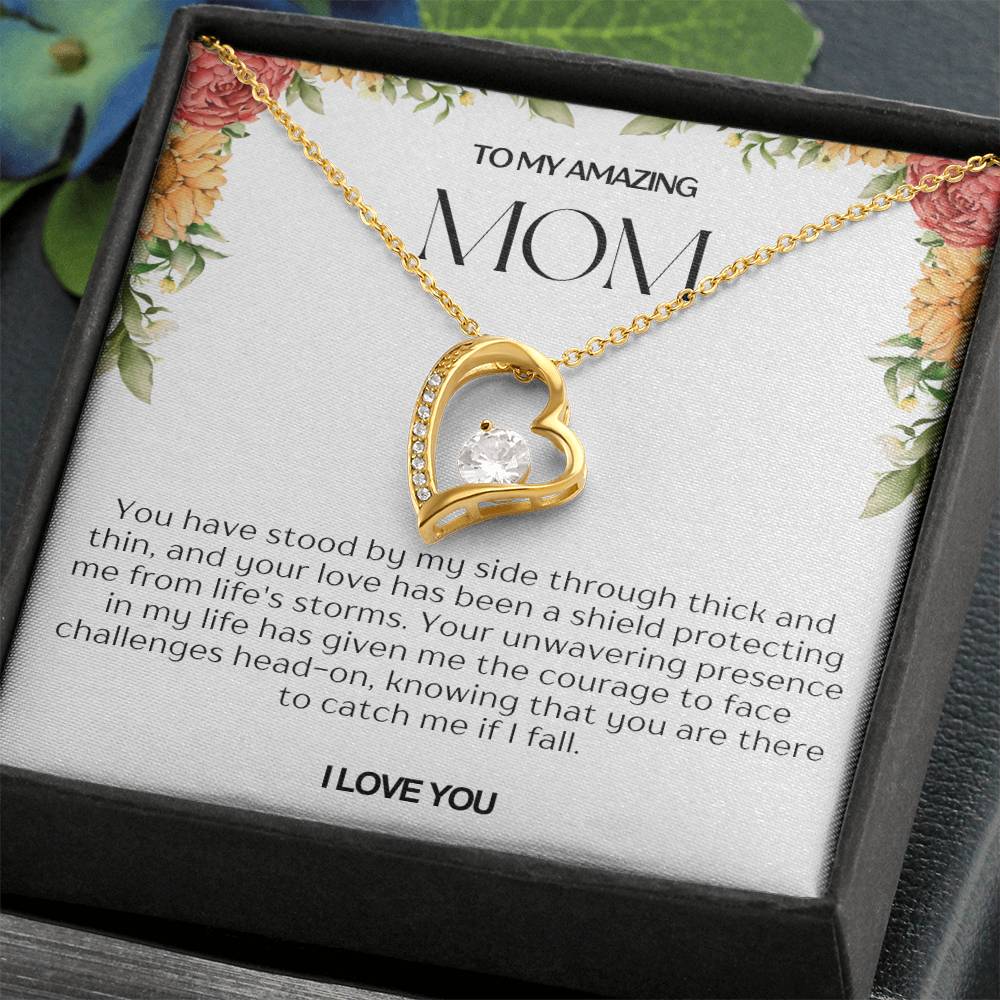 To My Amazing Mom Heart Necklace