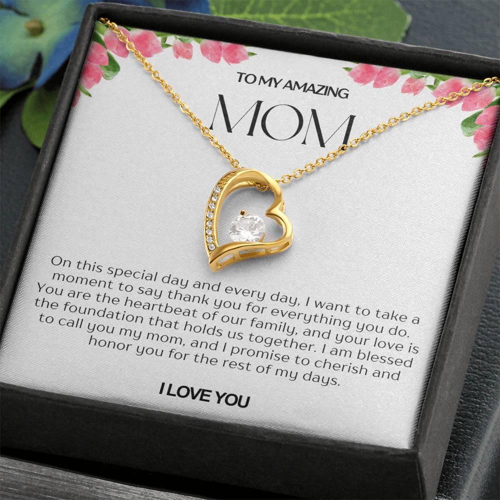 To My Amazing Mom Heart Necklace